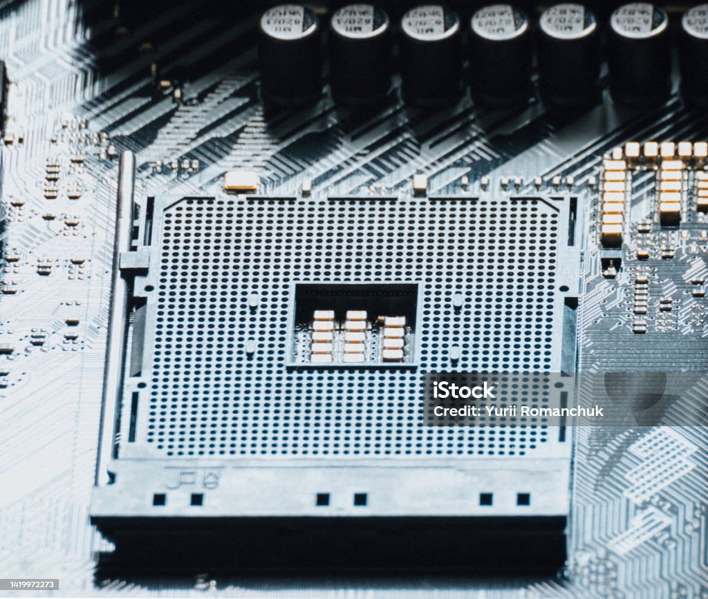 Microprocessor Socket. Shop Modern Processor Socket On The Motherboard Processor Socket Close Up ...