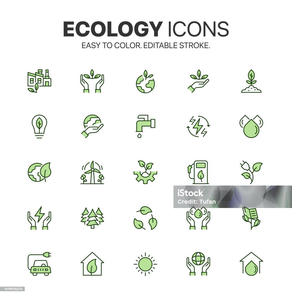 Sustainability icon set. Easy to color. Eco Friendly related colorful icons. Environment, Ecology and Ecosystem symbol pack - Royalty-free Pictogram vectorkunst Sustainability icon set. Easy to color. Eco Friendly related colorful icons. Environment, Ecology and Ecosystem symbol pack - Royalty-free Pictogram vectorkunst