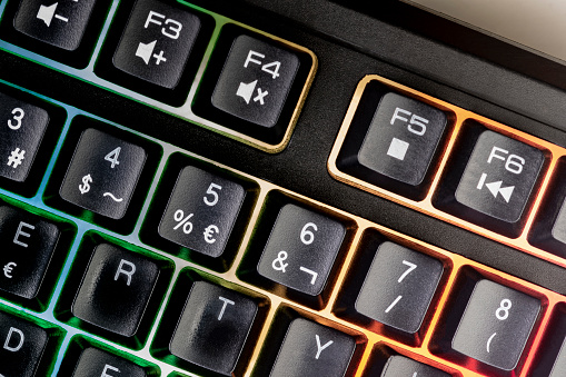gamer keyboard with illuminated keypad