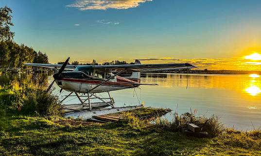 Sunset at Hood lake in anchorage
