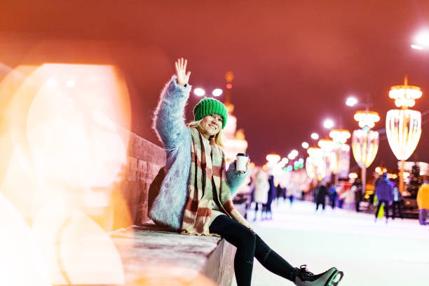 Asian Senior Travelling in Haerbin durig Winter Time