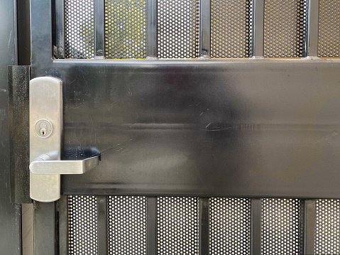 a key handle privacy door steel locks guard metal industrial entrance doors protection secure gates security gate