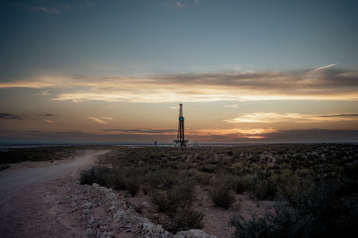 Drilling Rig Platform in Western New Mexico, West Texas, Oil And Gas Industry