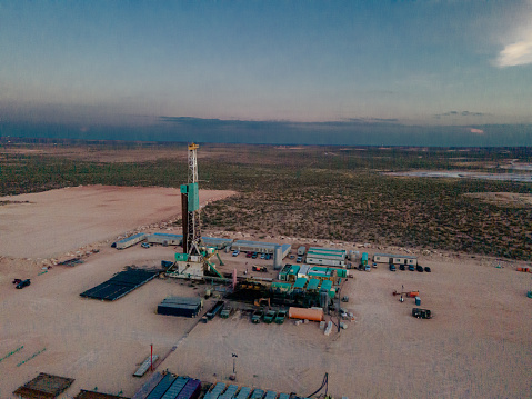 Drilling Rig Platform in Western New Mexico, West Texas, Oil And Gas Industry