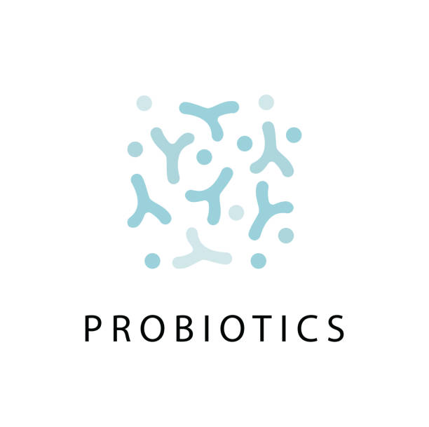 illustrazioni stock, clip art, cartoni animati e icone di tendenza di design vettoriale dei batteri probiotici. concetto di design con batteri probiotici lactobacillus. progettare con ingrediente prebiotico di nutrizione sana - probiotics