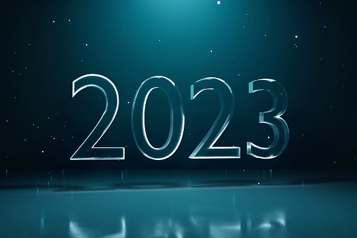New year 2023 numbers on the abstract futuristic background