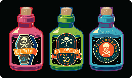 A variety of colorful vector illustrations for Halloween party, invitation and events.