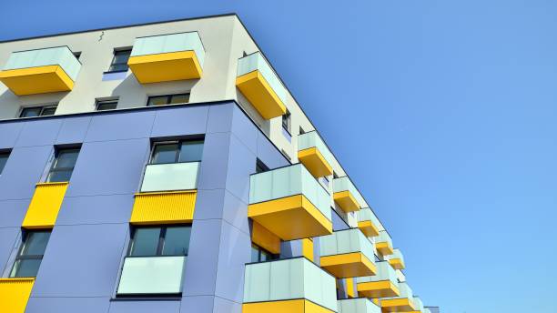 istock Modern apartment buildings on a sunny day with a blue sky 1419988112