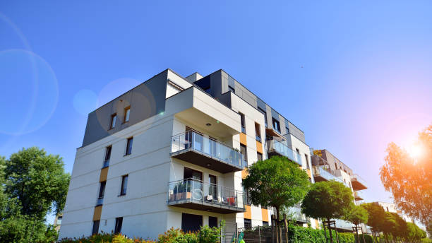 istock Modern apartment buildings on a sunny day with a blue sky 1419988872