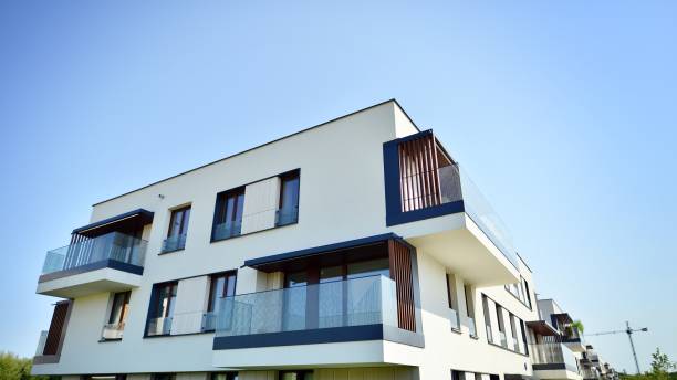 istock Modern apartment buildings on a sunny day with a blue sky 1419988951