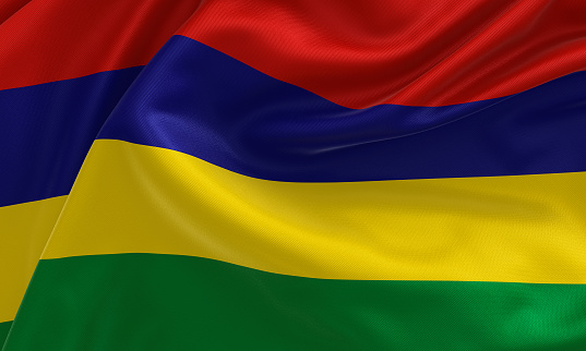 Mauritius flag, from fabric satin, 3d illustration