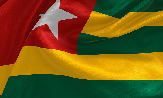 Togo flag, from fabric satin, 3d illustration