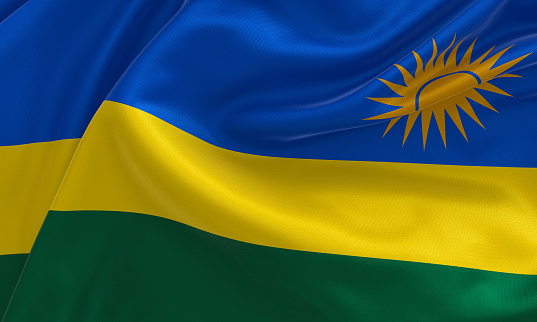 Rwanda flag, from fabric satin, 3d illustration