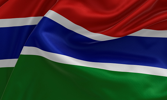 Gambia flag, from fabric satin, 3d illustration