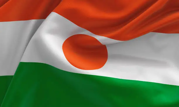 Niger flag, from fabric satin, 3d illustration