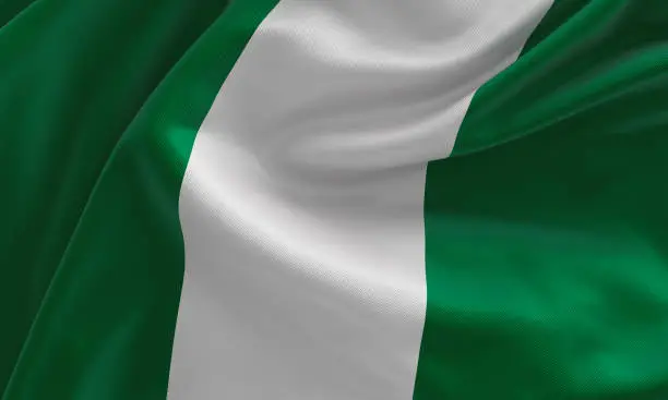 Nigeria flag, from fabric satin, 3d illustration