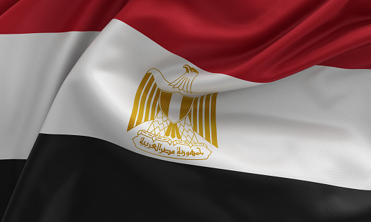 Egypt flag, from fabric satin, 3d illustration