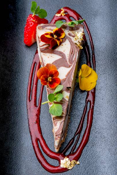 istock Chocolate Swirled Dark Chocolate Cheesecake, Blueberry Mint Gelee 1419992047