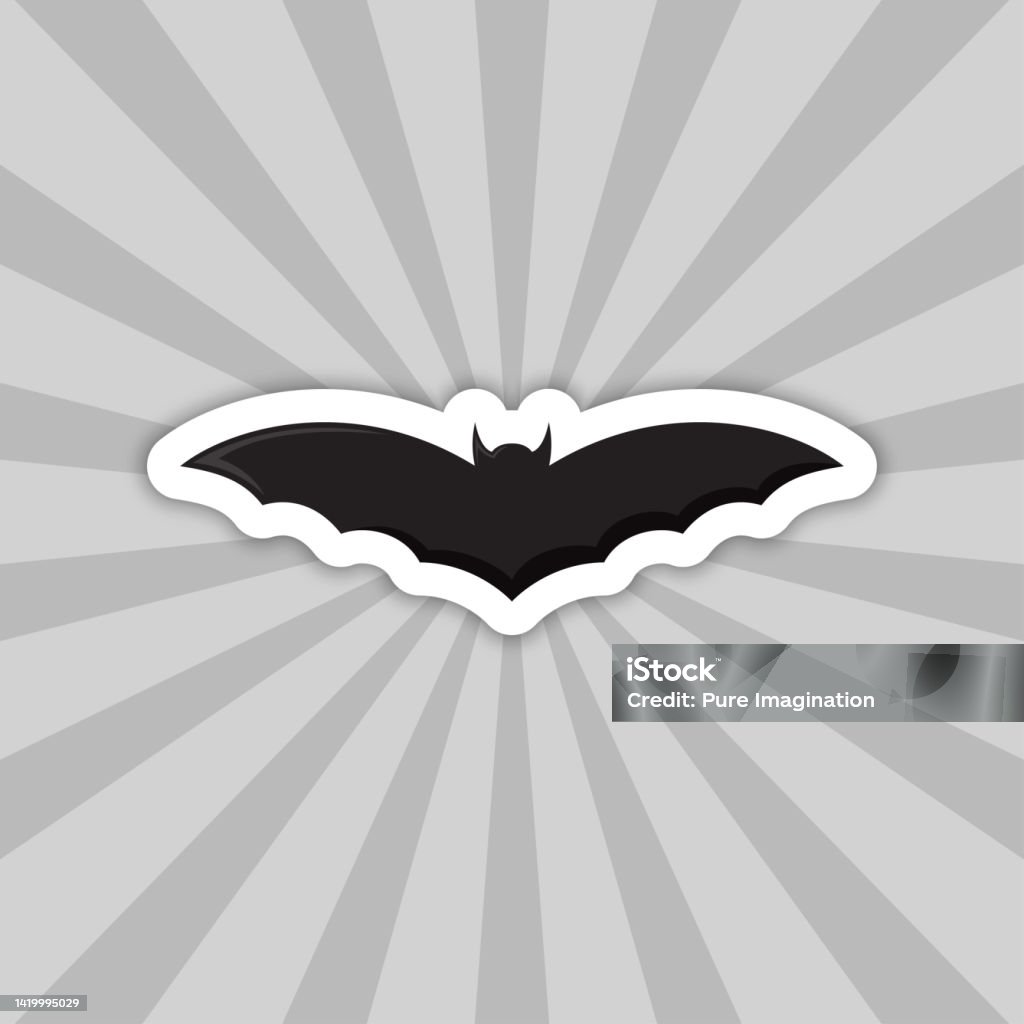 Bat Stickers Vector Note Sticker With Bat Vector Stock Illustration - Download Image Now ...