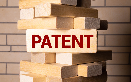 PATENT word made with wooden blocks