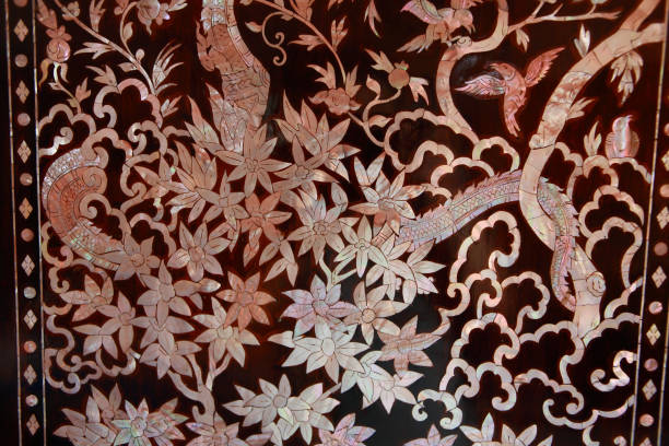 Thai's style handcraft door decorate by pearl