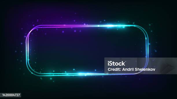 Neon Double Rounded Rectangular Frame Stock Illustration - Download ...