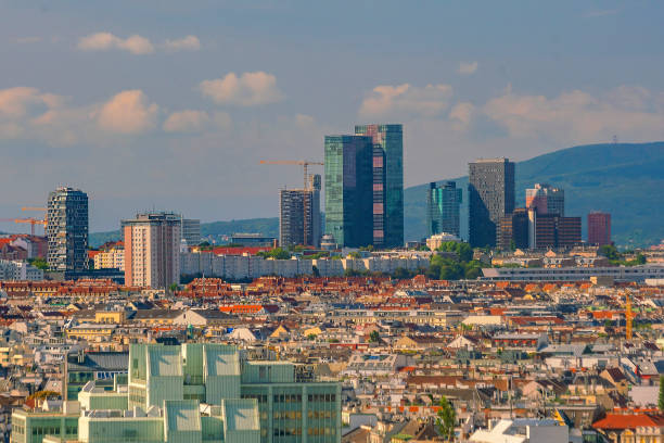 istock Vienna city skyline, aerial view from above in Austria 1420004778