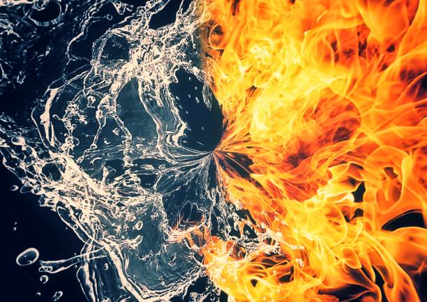 istock Abstract background with swirling fire and water 1420019896