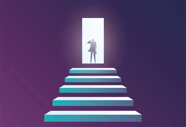 Vector illustration of Business man and the door to success