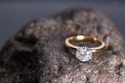 Classic Engagement Wedding Ring on Natural Stones