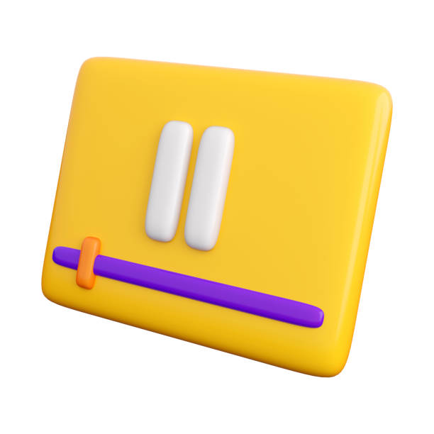 istock 3d stop video icon with scroll bar. Playing, streaming video, social media  or multimedia concept. High quality isolated 3d render 1420038122