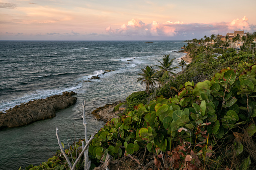 Beach at sunset, Old San Juan, Puerto Rico