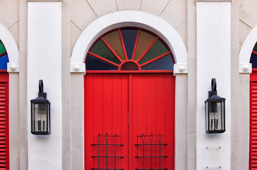 Abstract of Red doors, Old San Juan, Puerto Rico