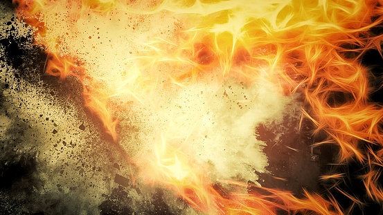 Abstract background with swirling fire and smoke