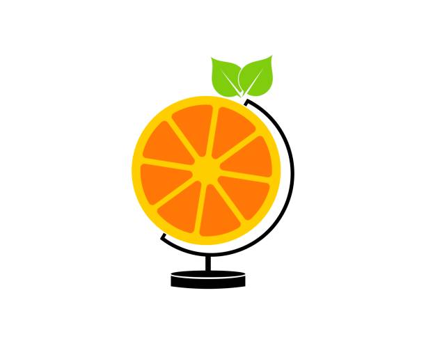 оранжевый глобус с формой листьев - fruit orange citrus fruit food stock illustrations