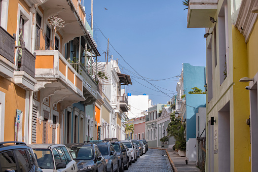 Street view of Colorful buildings, Old San Juan, Puerto Rico