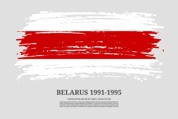 Belarus flag in 1991-1995 flag with brush stroke effect and information text poster, vector Belarus flag in 1991-1995 flag with brush stroke effect and information text poster, vector background 1991 stock illustrations