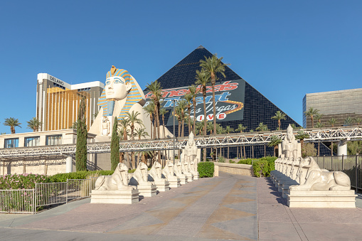 Las Vegas, USA - May 25, 2022: Luxor is a hotel and casino situated on the southern end of the Las Vegas Strip in Paradise, Nevada, USA.
