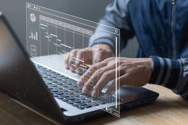 istock Corporate strategy for finance, operations, sales, marketing. Analyst working with computer in Business Analytics and Data Management System to make report with KPI and metrics connected to database. 1420052038