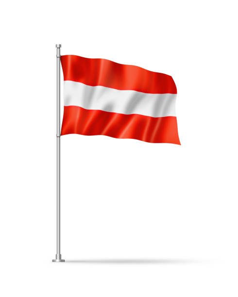 österreichische flagge isoliert auf weiss - austrian flag stock-fotos und bilder