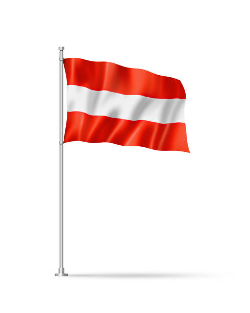 オーストリアの国旗が白で隔離 - austrian flag ストックフォトと画像