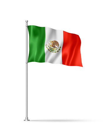 Mexico flag, 3D illustration, isolated on white