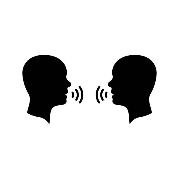 Two Man Talk Silhouette Icon. People Face Head in Profile Speak Pictogram. Person Conversation Speech Black Icon. Communication Discussion. Isolated Vector Illustration Two Man Talk Silhouette Icon. People Face Head in Profile Speak Pictogram. Person Conversation Speech Black Icon. Communication Discussion. Isolated Vector Illustration. this side is for address only stock illustrations