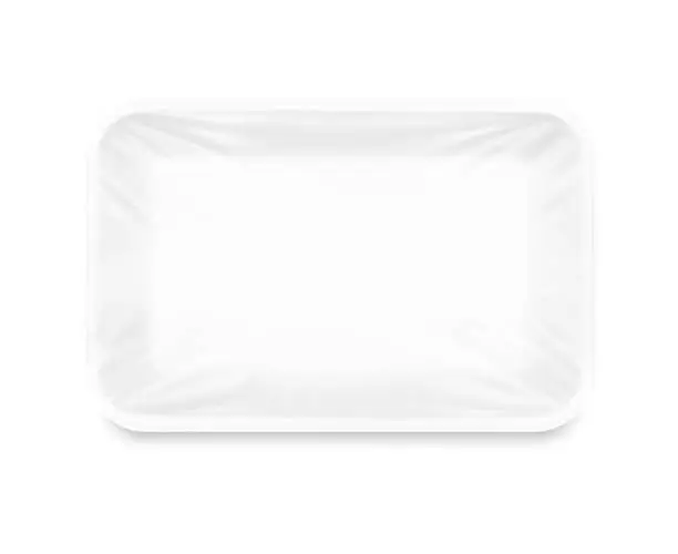 Vector illustration of Universal horizontal white tray container mockup.