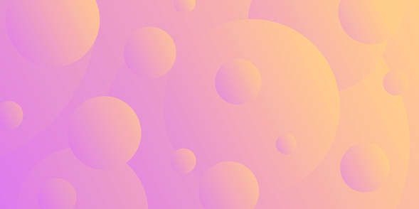 Modern and trendy abstract background with gradient color circles. This illustration can be used for your design, with space for your text (colors used: Orange, Yellow, Beige, Pink, Purple). Vector Illustration (EPS10, well layered and grouped), wide format (2:1). Easy to edit, manipulate, resize or colorize.