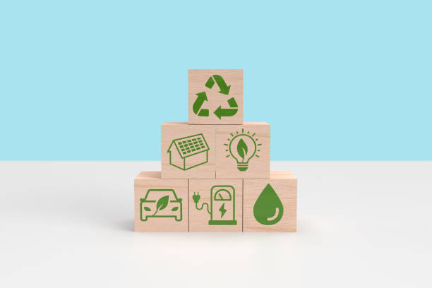 istock Renewable energy concept on wooden blocks. 1420064827