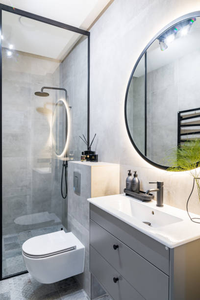 istock Modern bathroom with shower and toilet 1420065621