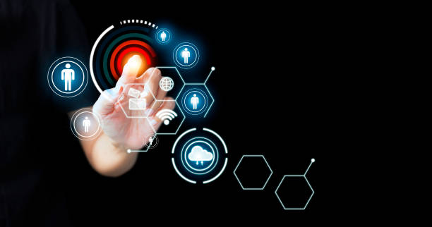 istock Hand touching on virtual screen with human resources hr recruitment employment 1420070301