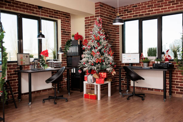 istock No people in empty business office with festive decor 1420074659