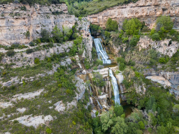 istock View from drone on waterfall on Sant Miquel del Fai 1420074942